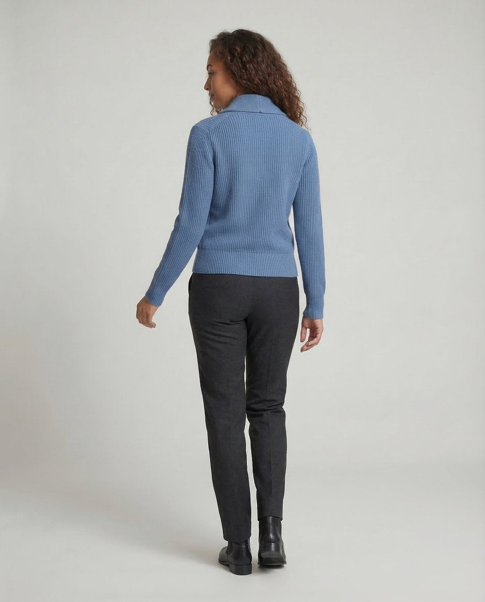 Mia | Women's Knit Cardigan Sweater Lapel Collar Button Front Long Sleeve