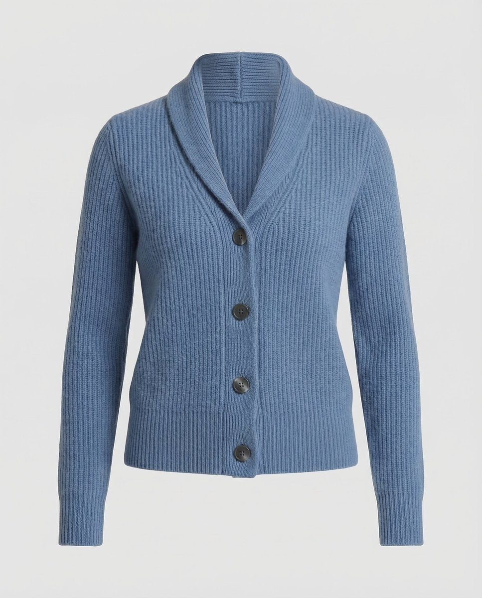 Mia | Women's Knit Cardigan Sweater Lapel Collar Button Front Long Sleeve