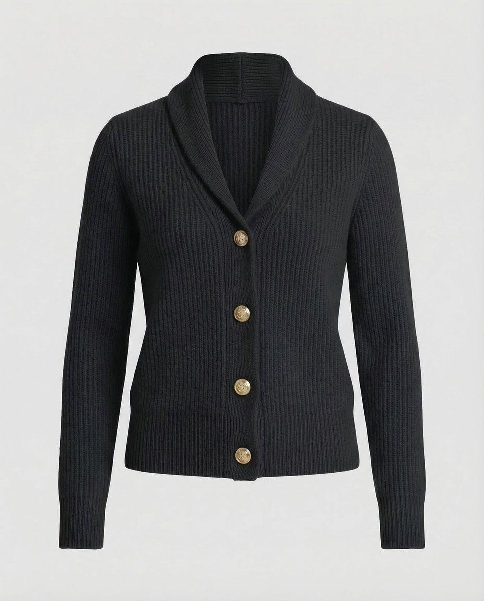 Mia | Women's Knit Cardigan Sweater Lapel Collar Button Front Long Sleeve