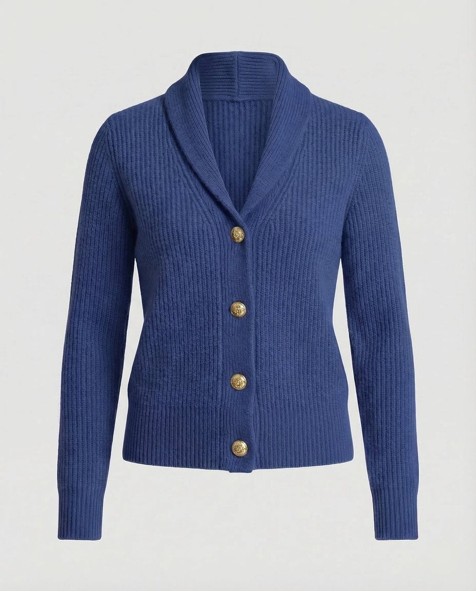 Mia | Women's Knit Cardigan Sweater Lapel Collar Button Front Long Sleeve