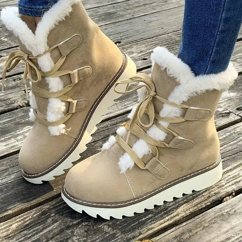 Megan | Women's Lined Winter Boots Flat Lace Up