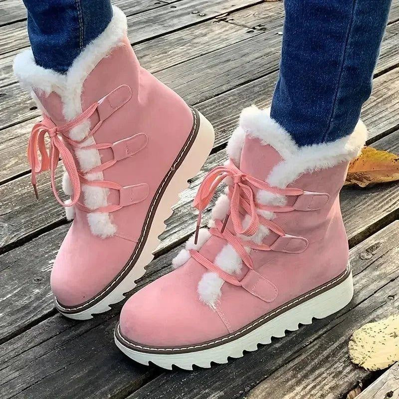 Megan | Women's Lined Winter Boots Flat Lace Up