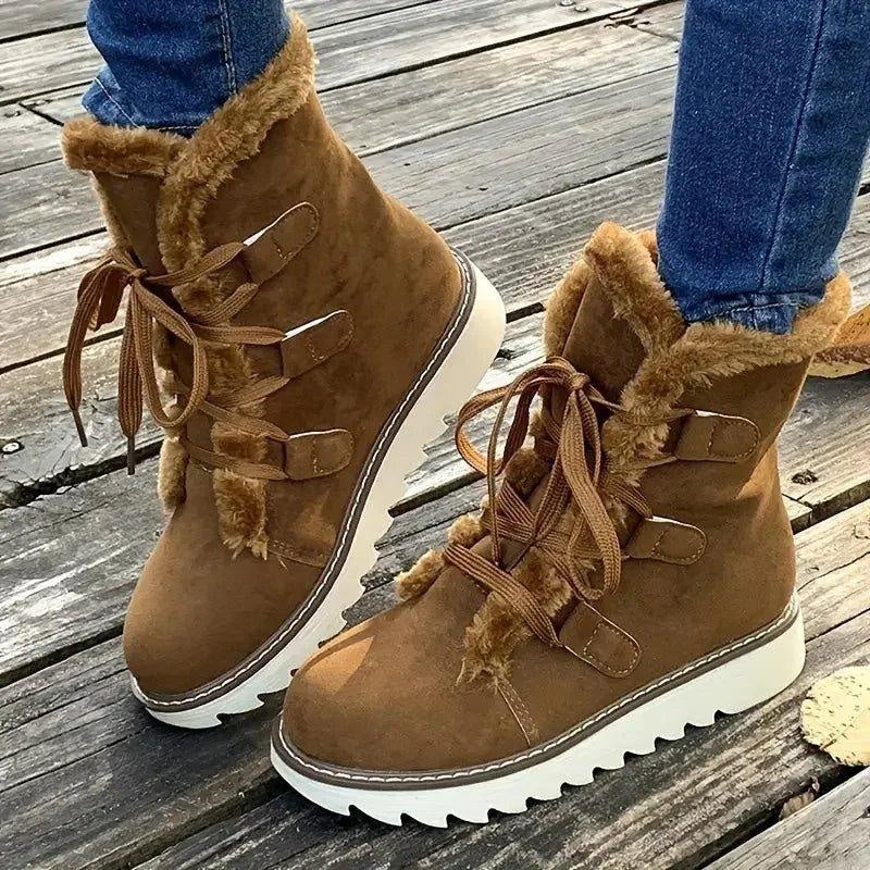 Megan | Women's Lined Winter Boots Flat Lace Up
