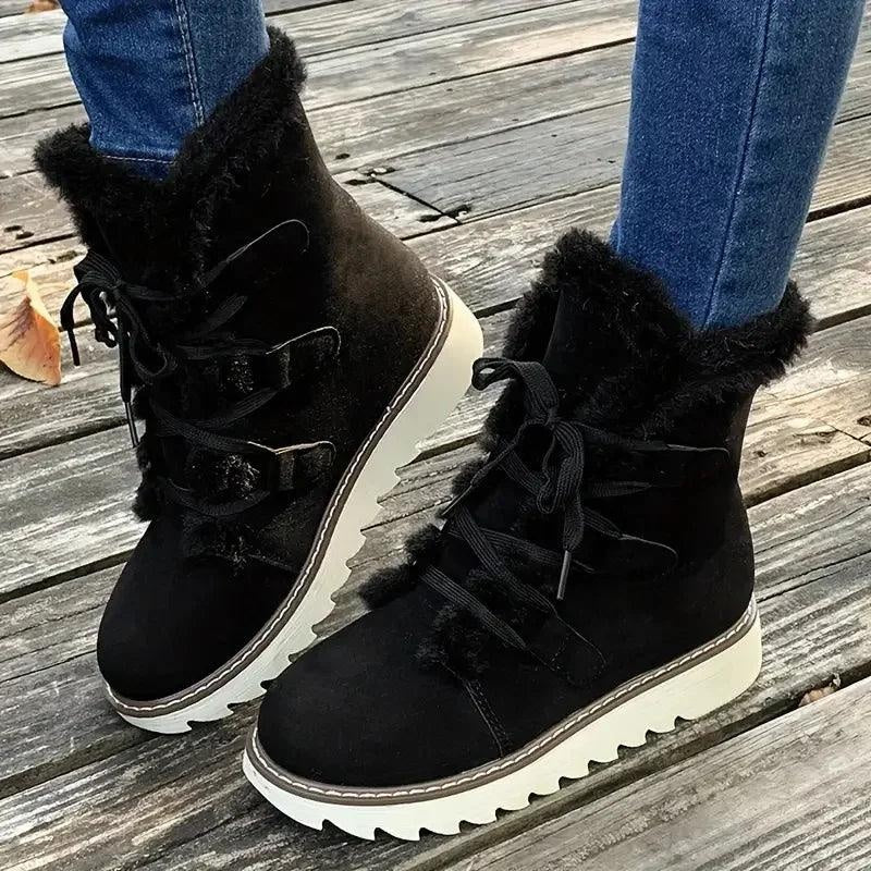 Megan | Women's Lined Winter Boots Flat Lace Up