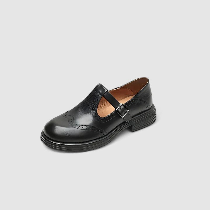 Thea | Women's Leather Mary Jane Shoes Brogue Buckle