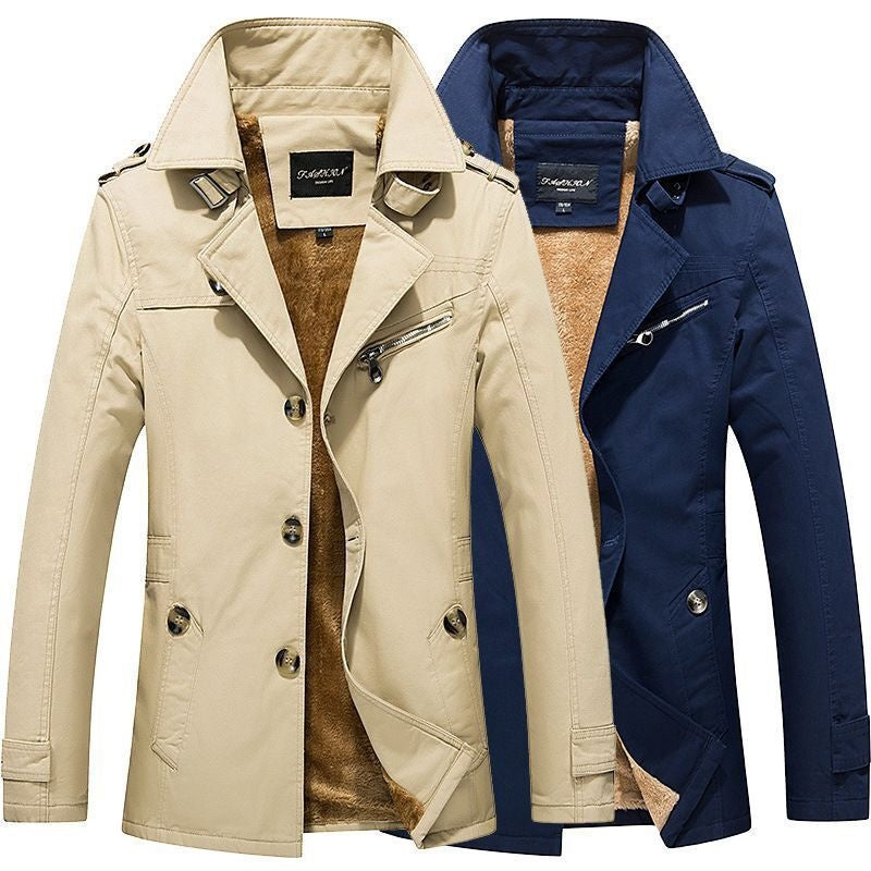 Brandon | Men's Short Winter Trench Coat Sherpa Lined