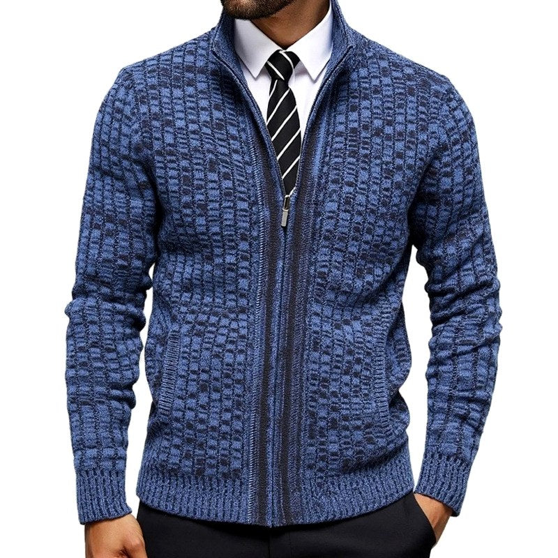 Carter – Men's Checkered Full-Zip Cardigan