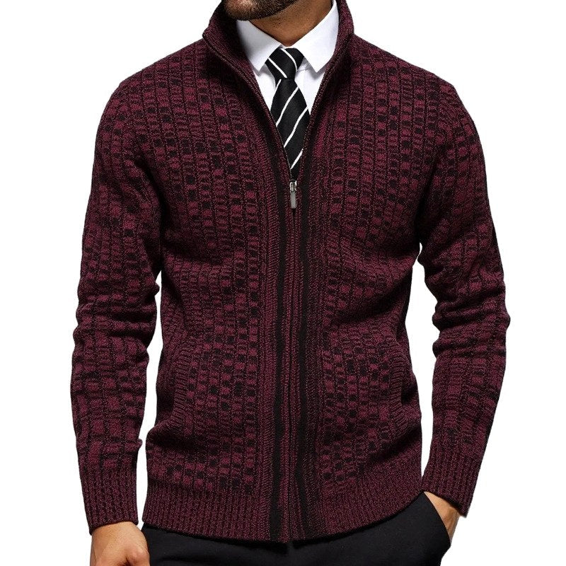 Carter – Men's Checkered Full-Zip Cardigan
