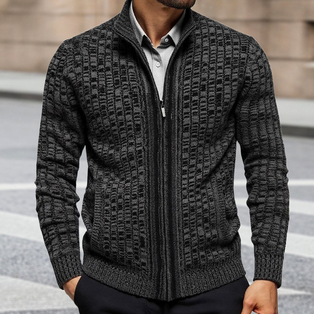 Carter – Men's Checkered Full-Zip Cardigan