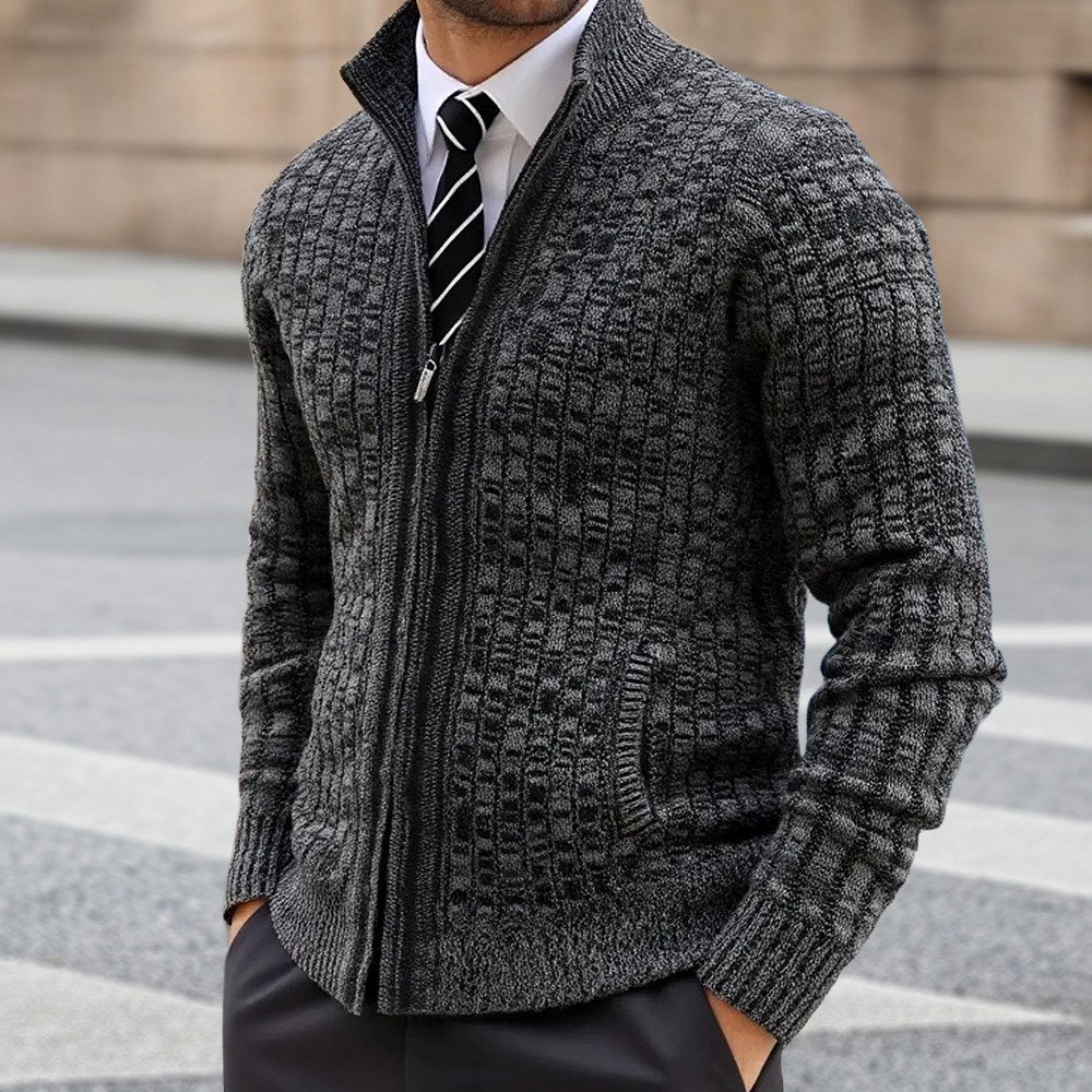 Carter – Men's Checkered Full-Zip Cardigan