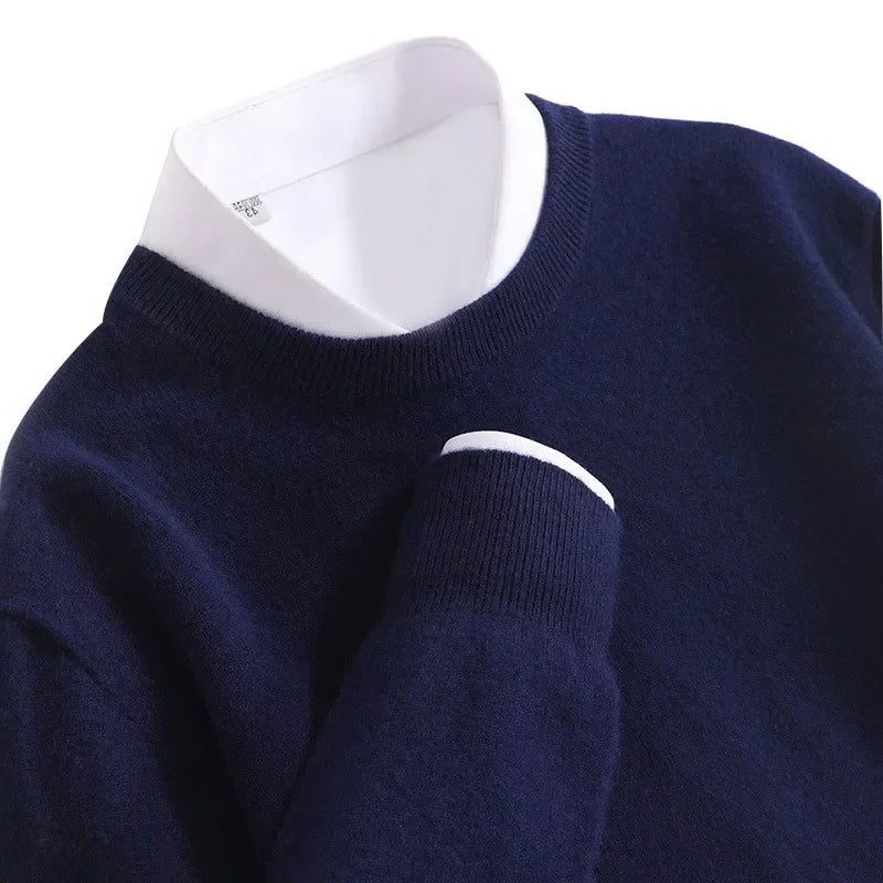 Cashmere Blend Crew Neck Sweater for Men