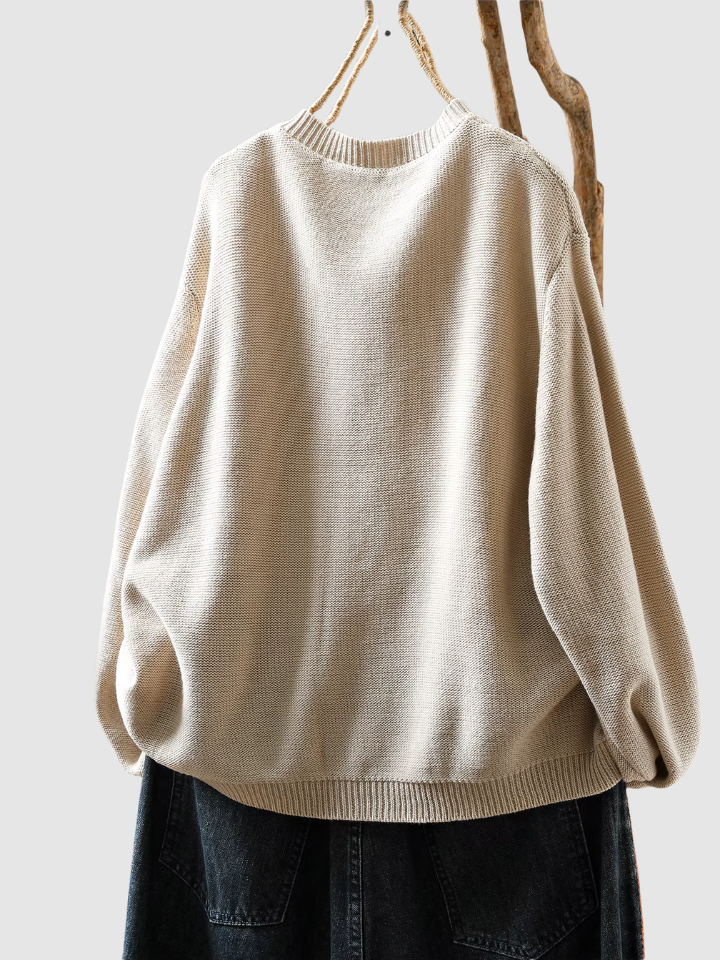 Posy | Button-Front Knit Beige Cardigan