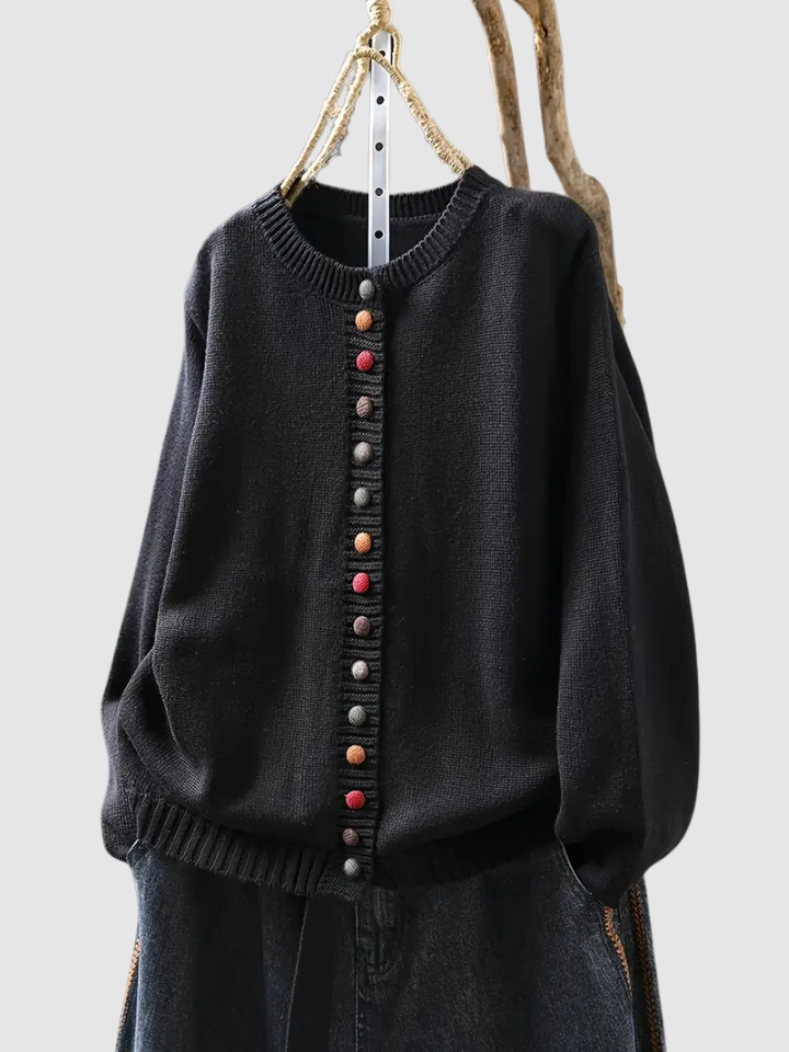 Posy | Button-Front Knit Beige Cardigan