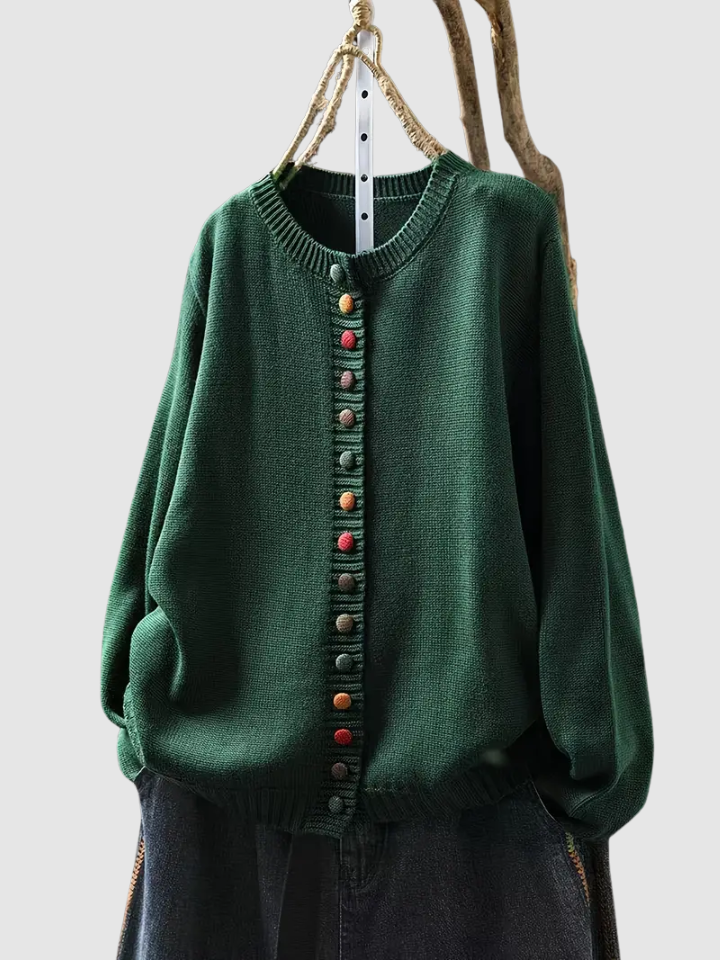 Posy | Button-Front Knit Beige Cardigan
