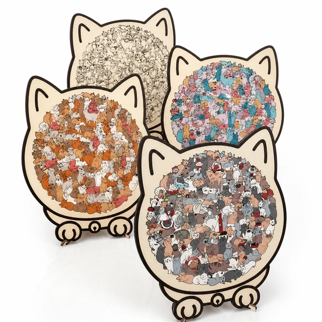 Cat Puzzle | Natural Wood Decorative Silhouette | 135 Pieces