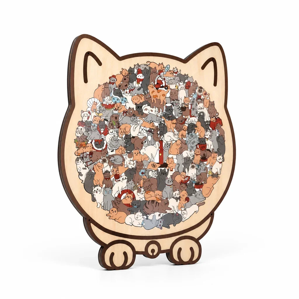 Cat Puzzle | Natural Wood Decorative Silhouette | 135 Pieces