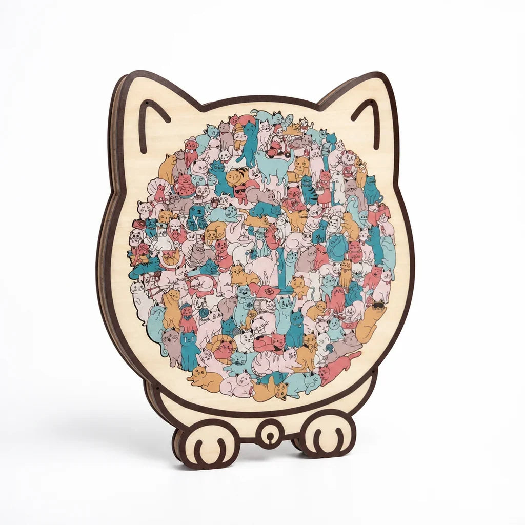 Cat Puzzle | Natural Wood Decorative Silhouette | 135 Pieces