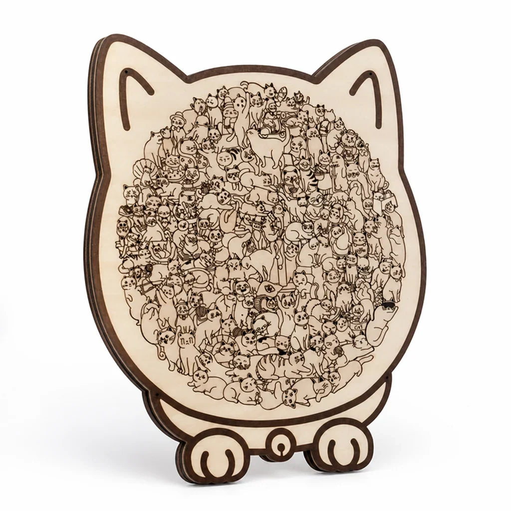 Cat Puzzle | Natural Wood Decorative Silhouette | 135 Pieces