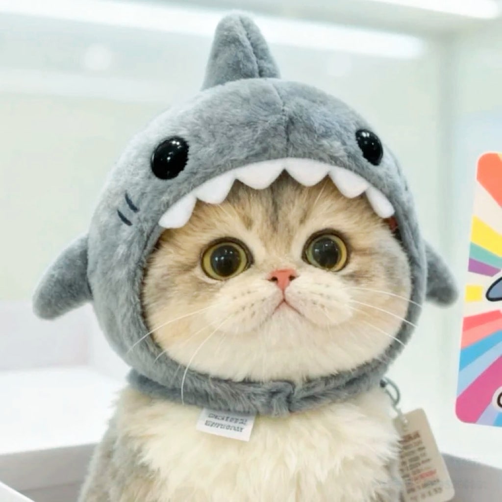 Cat Shark Hat with Ears and Adjustable Strap for Small Pets Costume