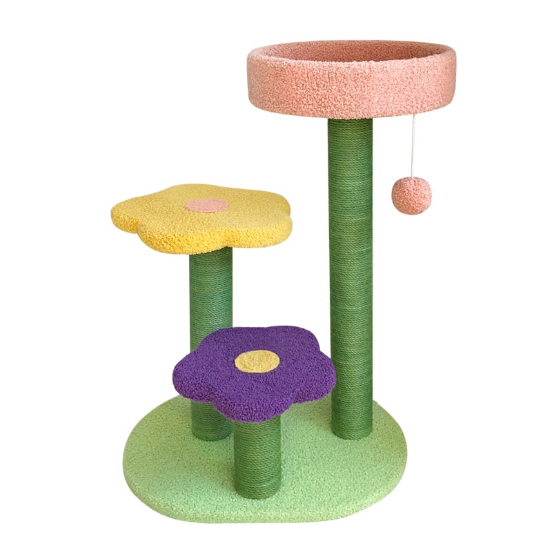 Small Cat Tree Tower with Sisal Scratching Posts and Flower Platforms