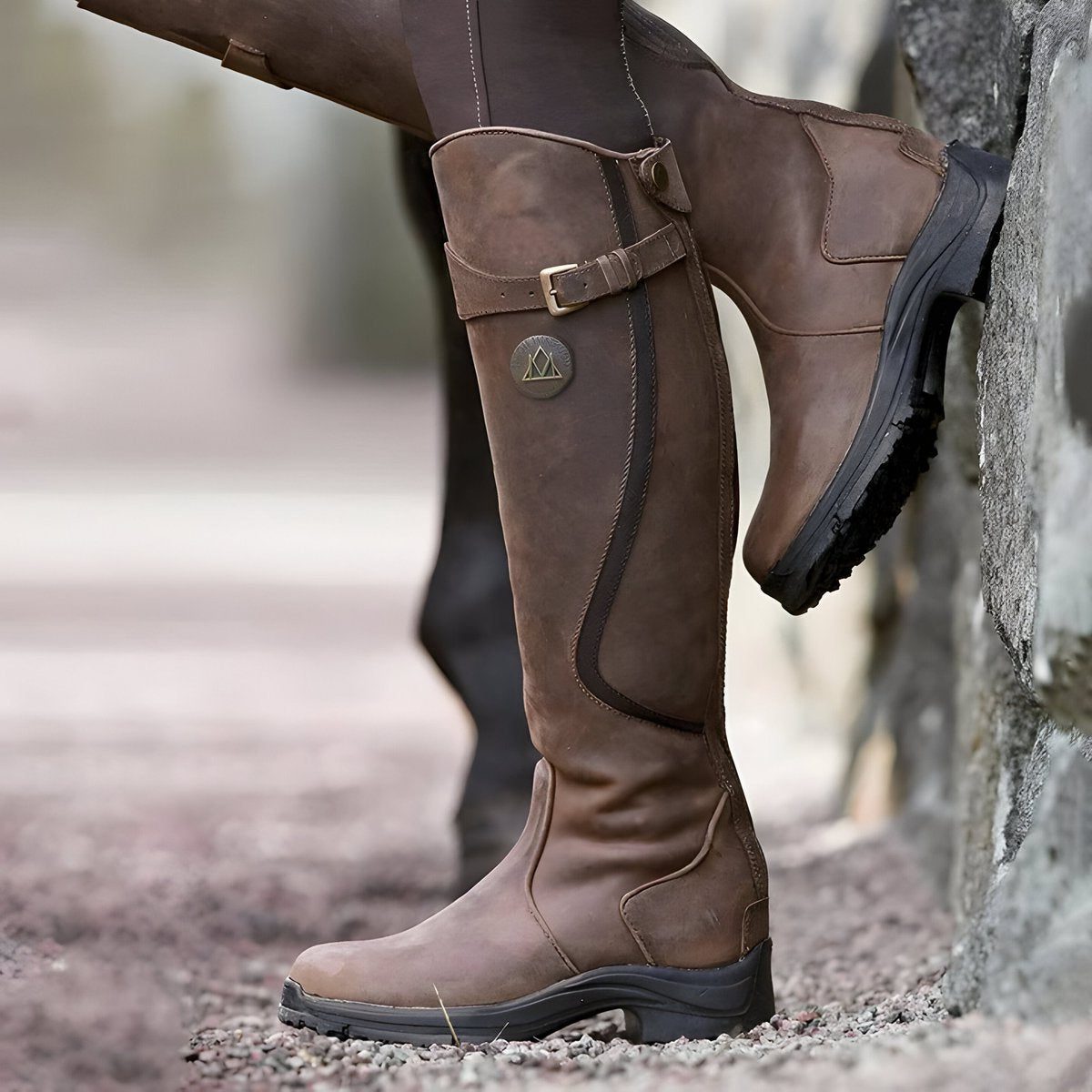 Cataleya | Women’s Leather Knee High Riding Boots with Buckle Strap