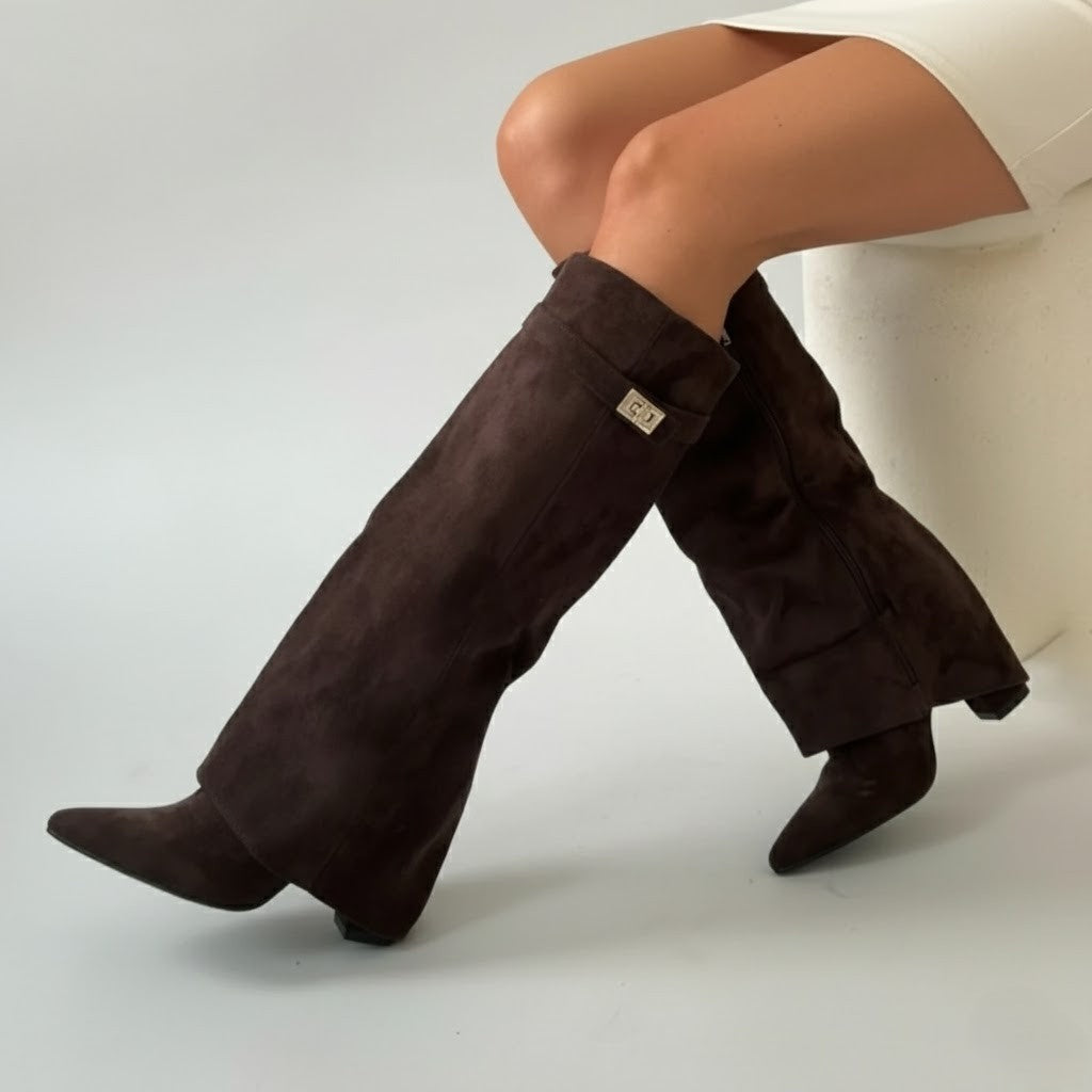 Isla | Women's Suede Knee High Boots Heeled Tall