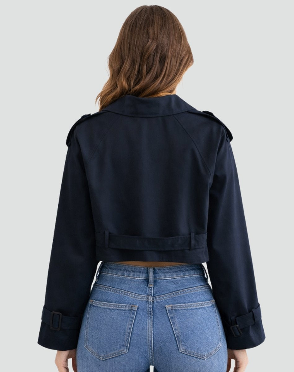 Riley | Women's Short Trench Coat Double Breasted Belted