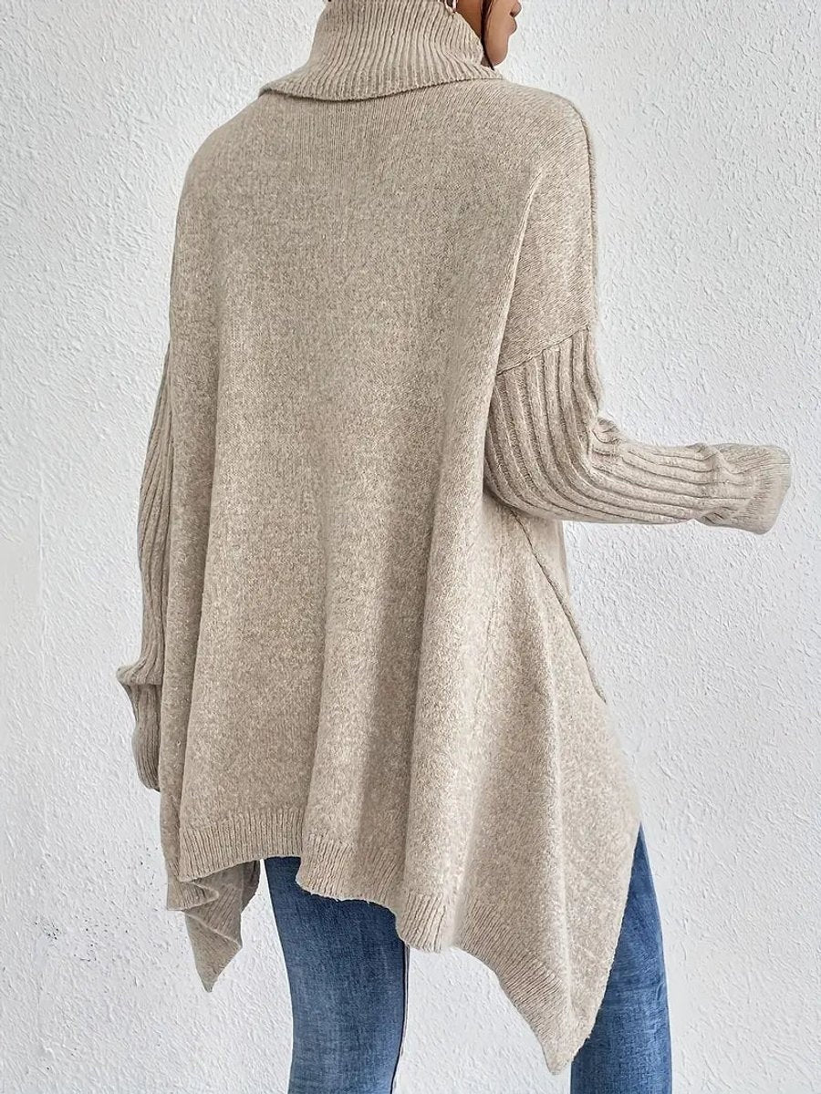 Aria | Women's Oversized Turtleneck Sweater Asymmetric Hem