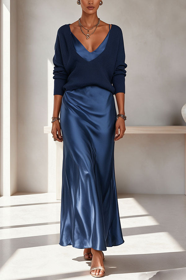 Velma | Sweater with Satin Dress Set