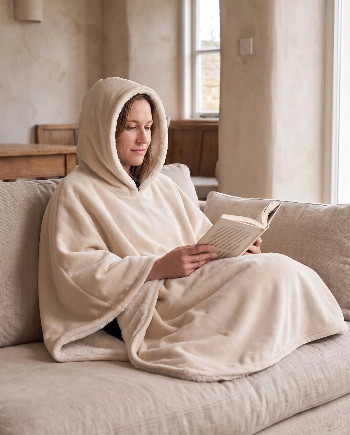 Wren | Oversized Hooded Blanket in Oatmeal