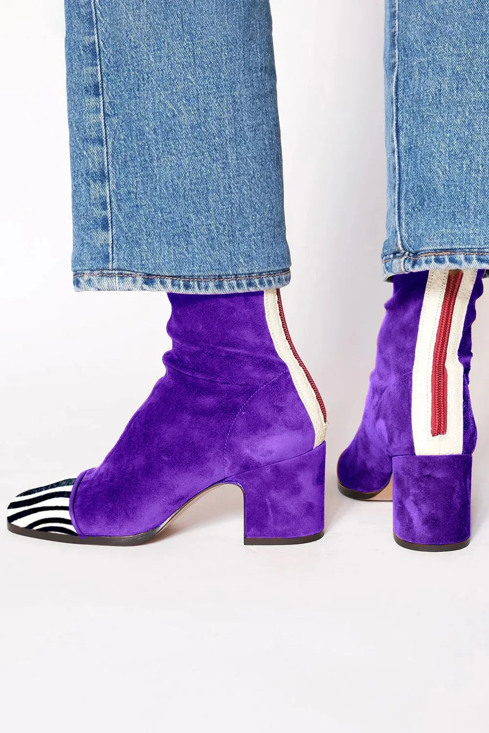 Noelle | Women's Suede Ankle Boots Block Heel Square Toe