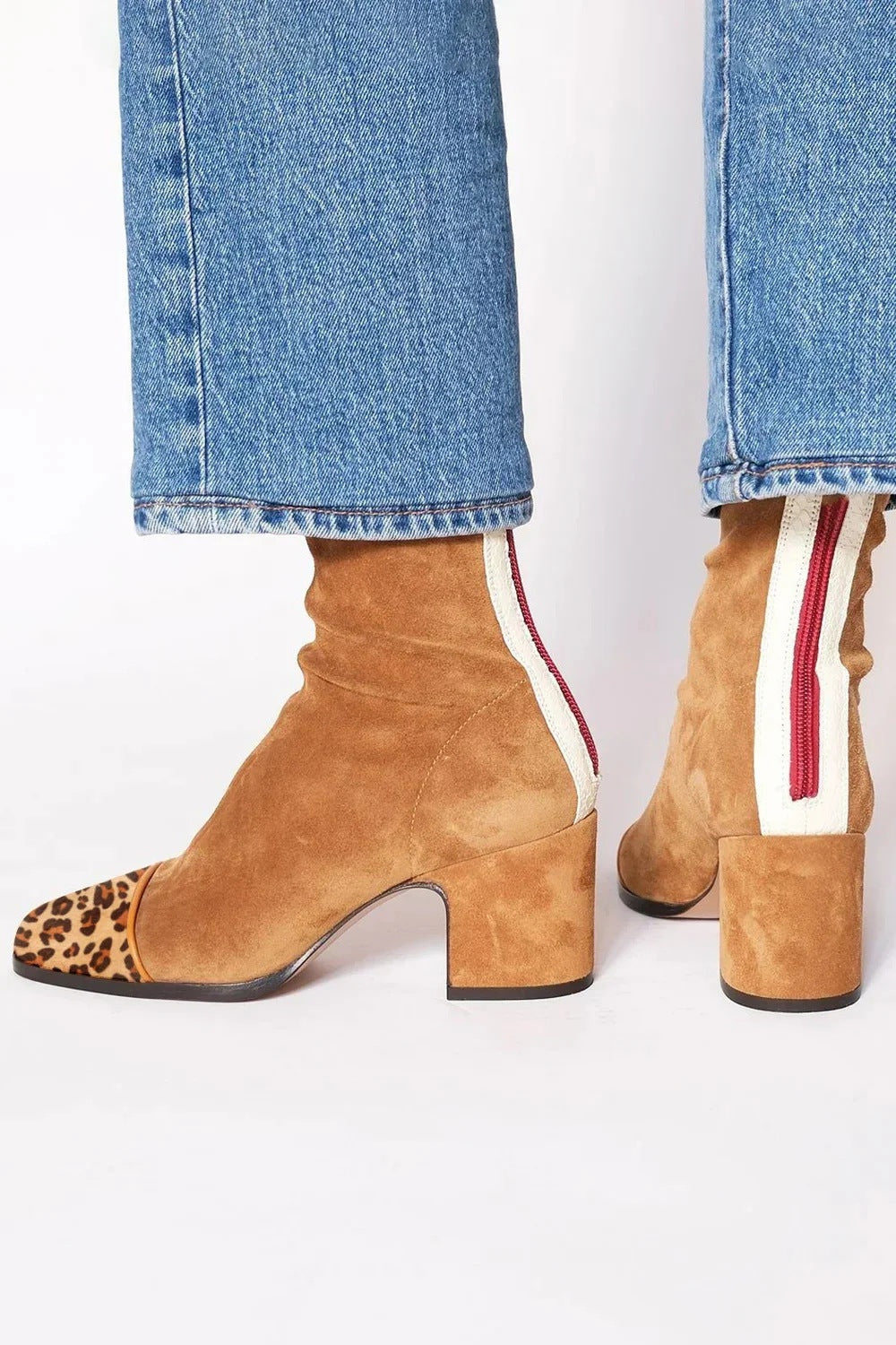 Noelle | Women's Suede Ankle Boots Block Heel Square Toe