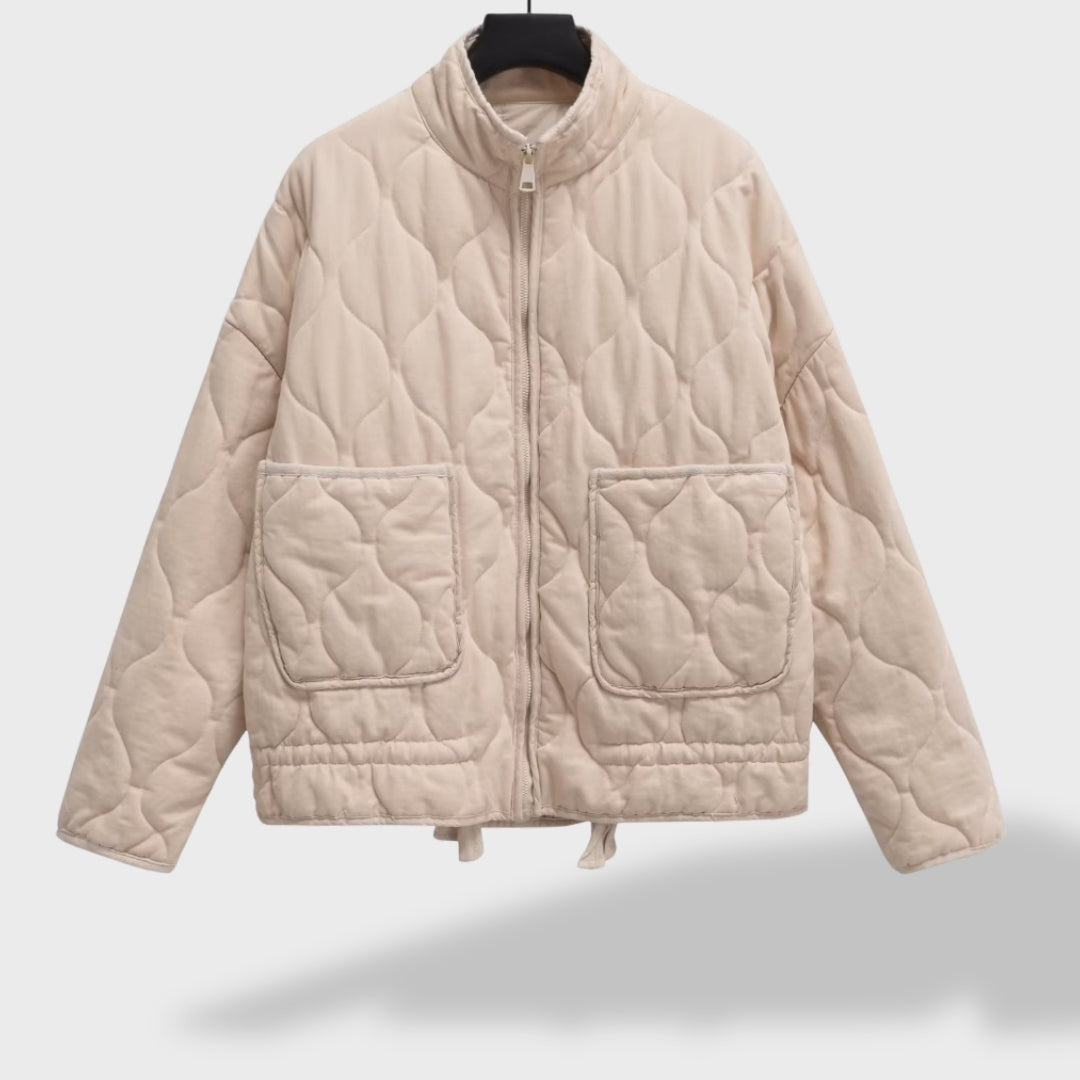 Eden | Women's Cropped Quilted Jacket Stand Collar Zip Up
