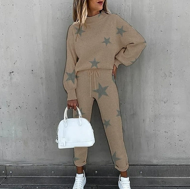 Clara | Women's Star Print Knit Tracksuit 2 Piece