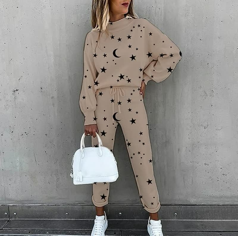 Clara | Women's Star Print Knit Tracksuit 2 Piece