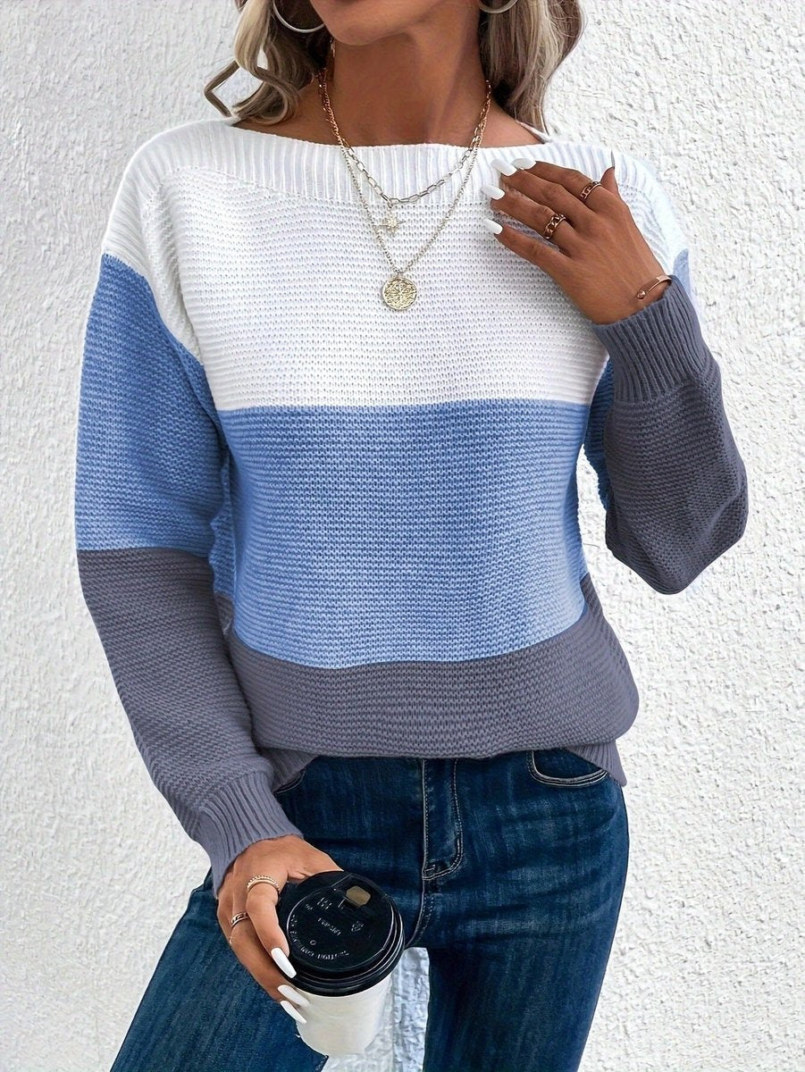 Nora | Women's Striped Sweater Crew Neck Long Sleeve