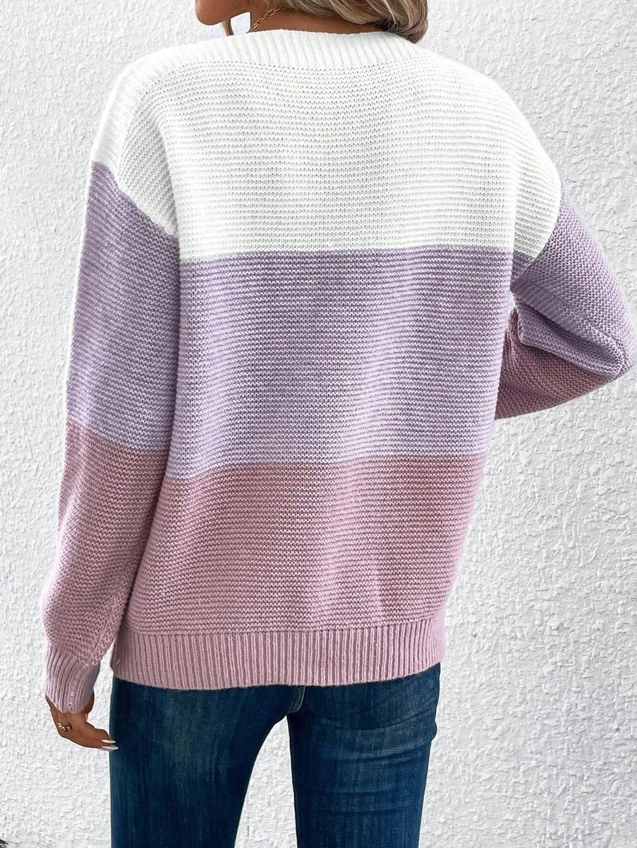 Nora | Women's Striped Sweater Crew Neck Long Sleeve