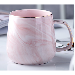 Ceramic Coffee Mug with Marble Pattern and Gold Rim Cup