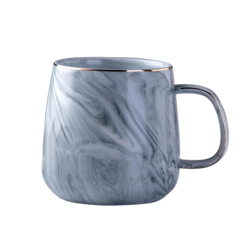 Ceramic Coffee Mug with Marble Pattern and Gold Rim Cup