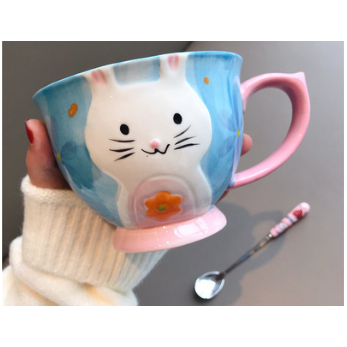 Ceramic Soup Mug and Coffee Set with Handle Large Microwave Safe Oatmeal with Spoon
