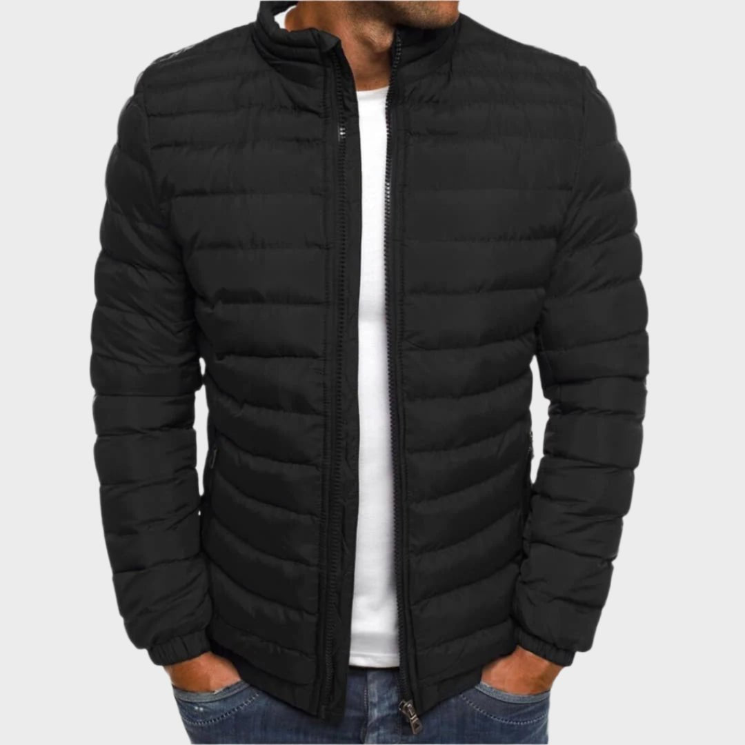 Men’s Lightweight Puffer Jacket with Stand Collar