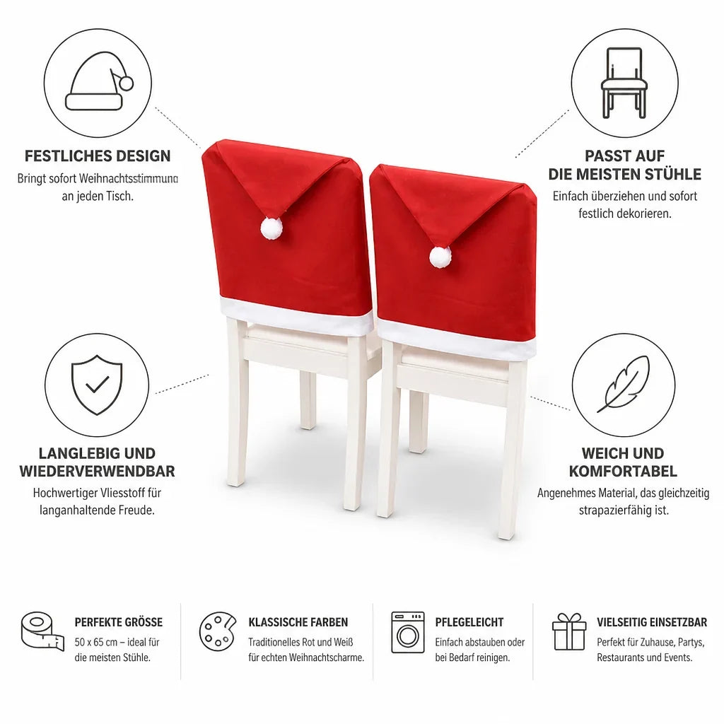 Chair Cover | Santa Hat Design & Easy Slip-On | 50 x 65 cm