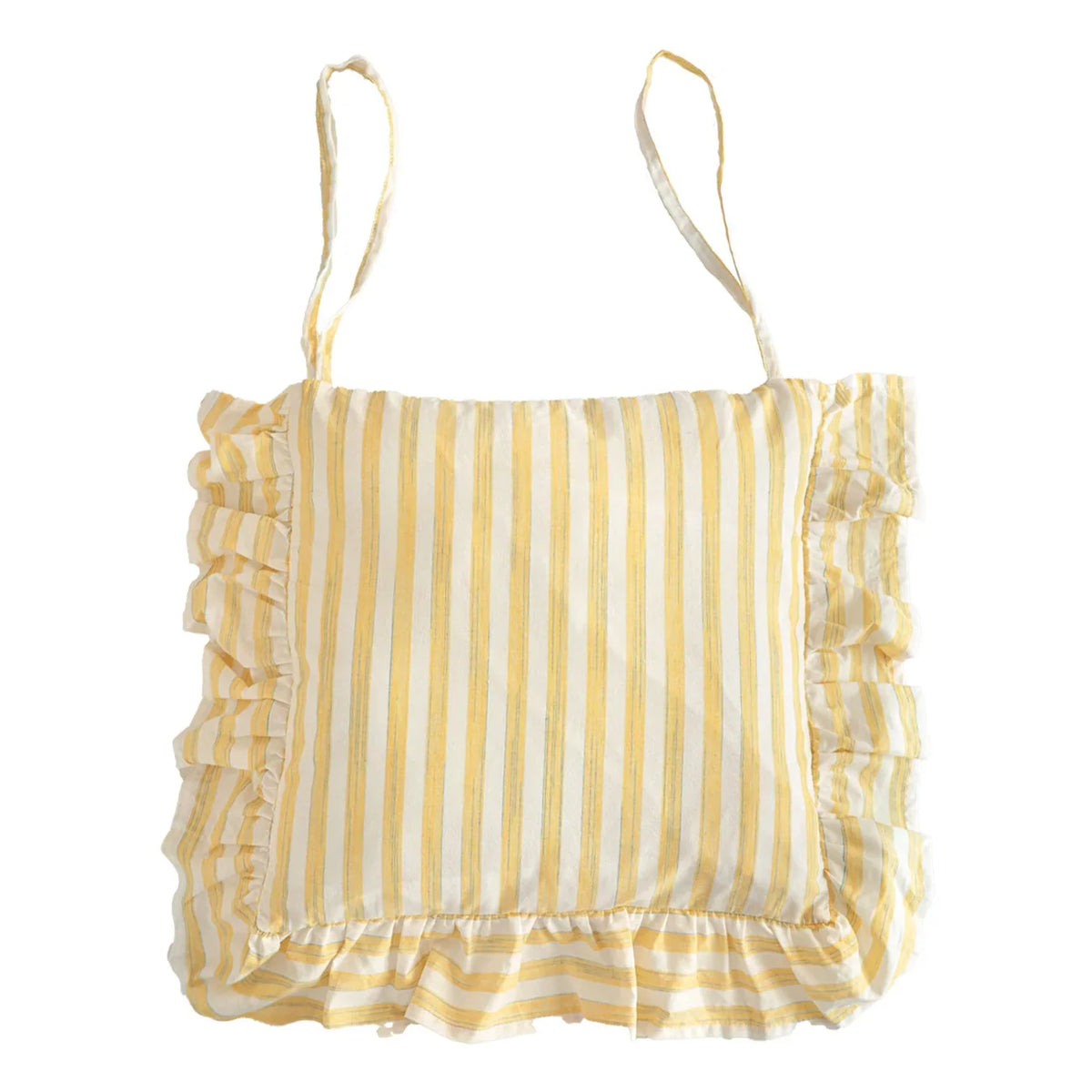 Chair Cushion | Padded Striped Ruffle Edge & Tie Straps