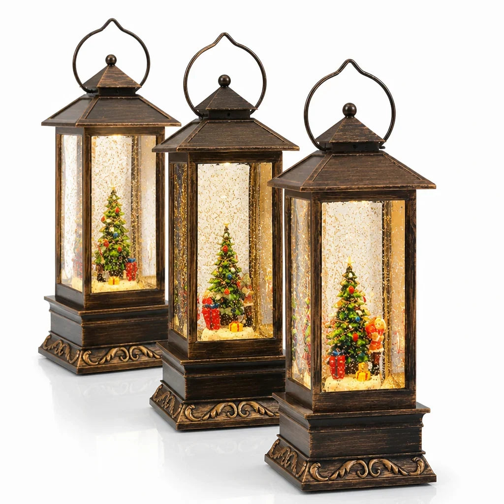 Christmas Lantern | Hand-Carved Resin & USB & Battery Operated | 60+ Hour Runtime