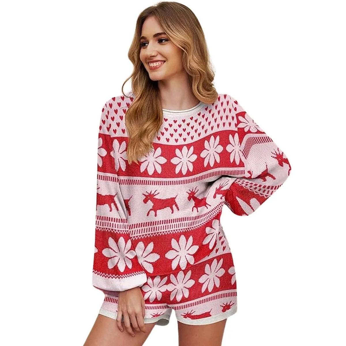 Christmas Pajamas - Knit Snowflake Shorts Set