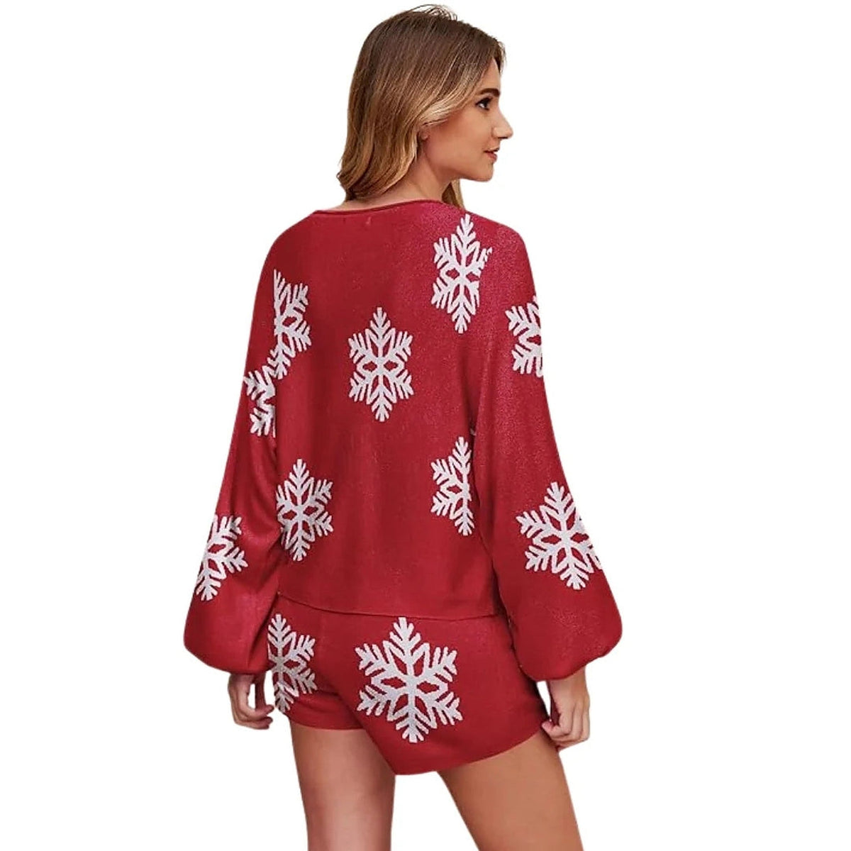 Christmas Pajamas - Knit Snowflake Shorts Set