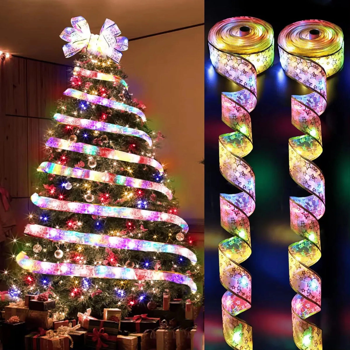 Christmas Ribbon Fairy Lights for Decoration