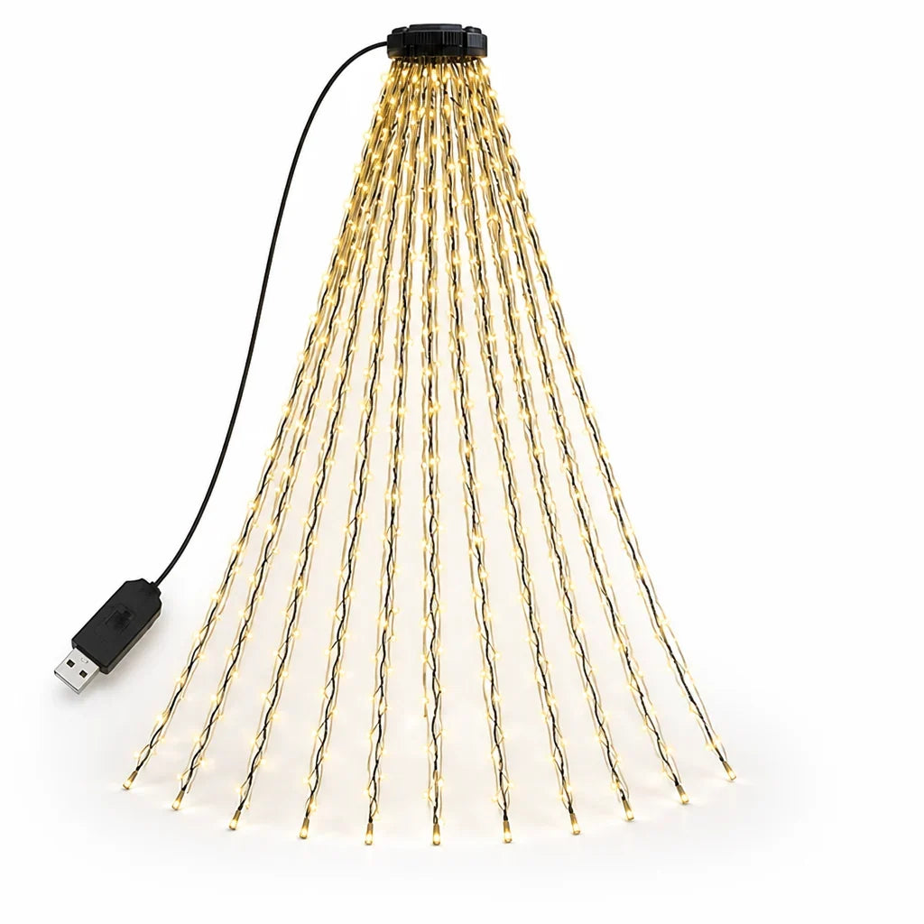 Christmas Tree Lights | Cascading Strands & USB Remote | 1.6 m Strands