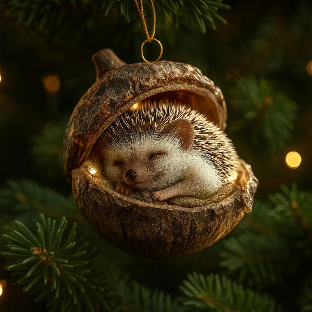 Christmas Tree Ornament | Woodland Acorn Design & Flat Acrylic | Choose From 6 Animals