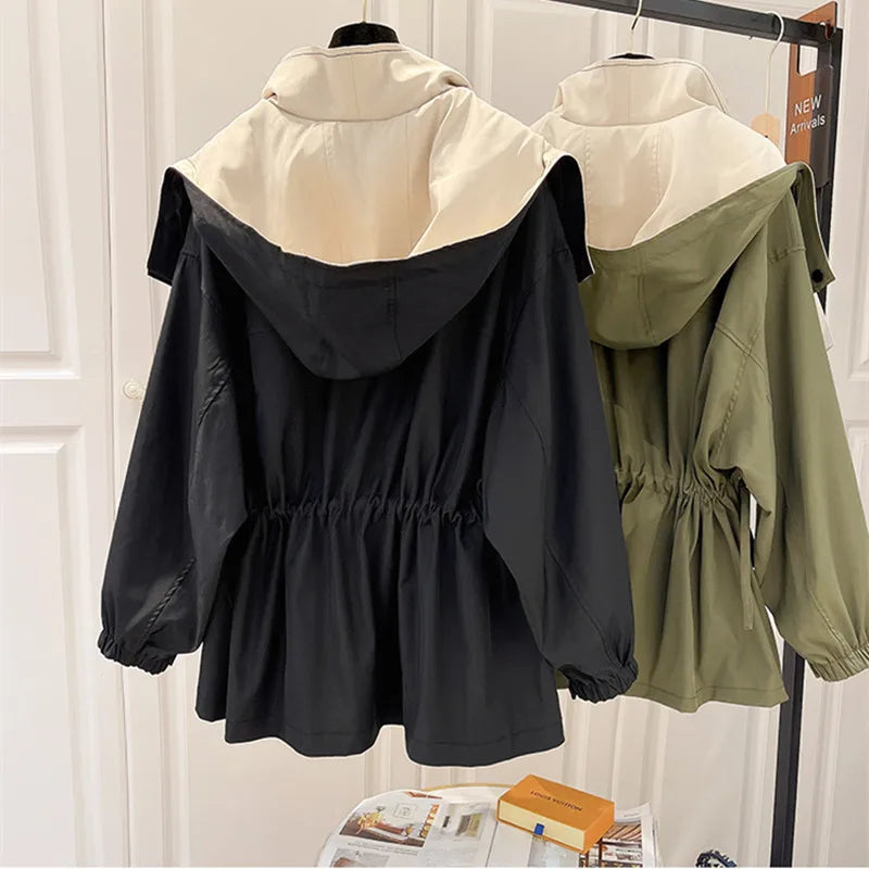 Women's Hooded Trench Coat | Adjustable Belted Waist